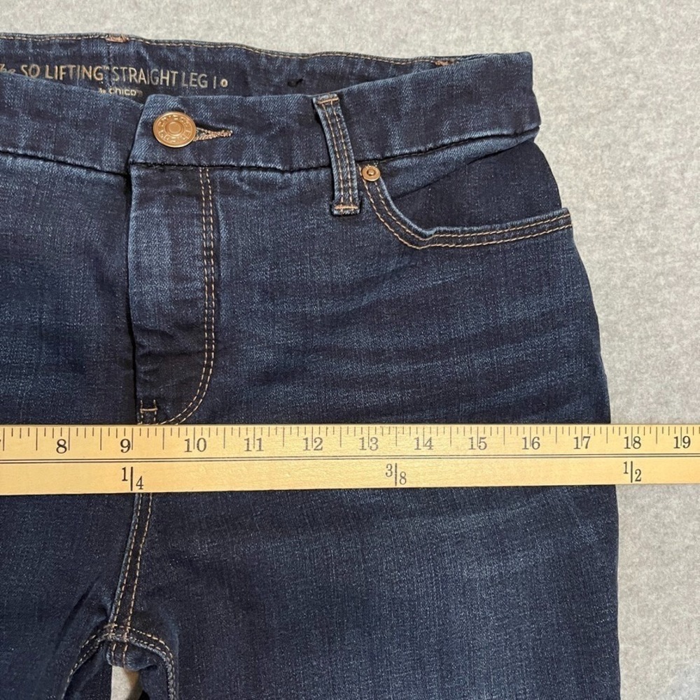 Chicos Jeans Womens 4 Short Chicos 0 Short So Lifting Straight Leg Dark Denim - Picture 4 of 11